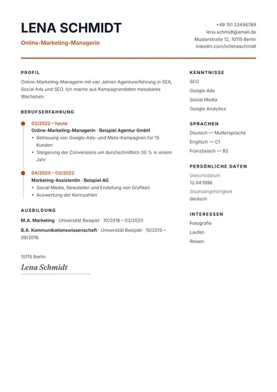 Vorschau der Lebenslauf-Vorlage Zeitleiste