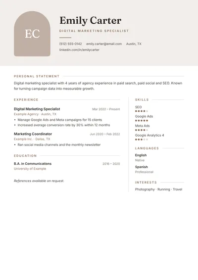 Preview of the Arch CV template