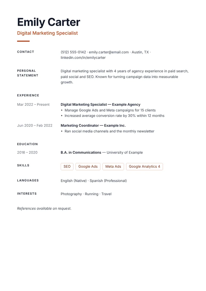 The Minimal template in another colour