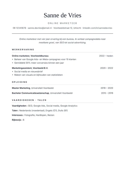 Cv-sjabloon Klassiek (zonder foto)