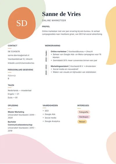 Cv-sjabloon Bloemblaadjes (met foto)